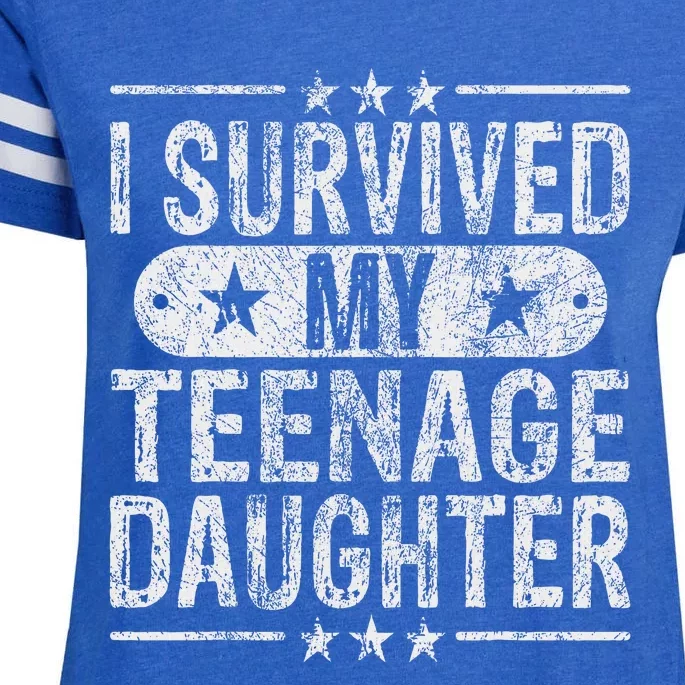 I Survived My Teenage Daughter Teenager Funny Dad Mom Enza Ladies Jersey Football T-Shirt