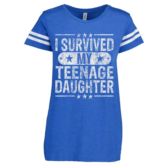 I Survived My Teenage Daughter Teenager Funny Dad Mom Enza Ladies Jersey Football T-Shirt