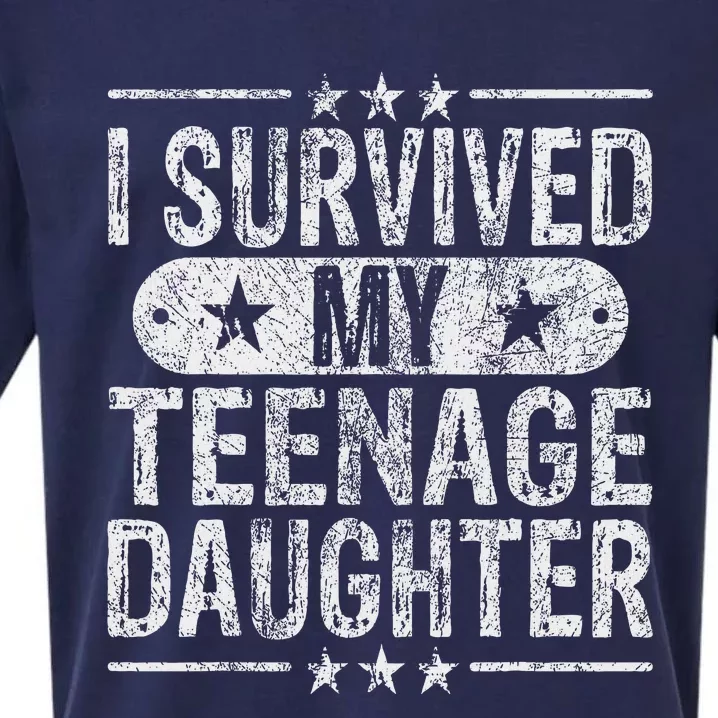 I Survived My Teenage Daughter Teenager Funny Dad Mom Sueded Cloud Jersey T-Shirt