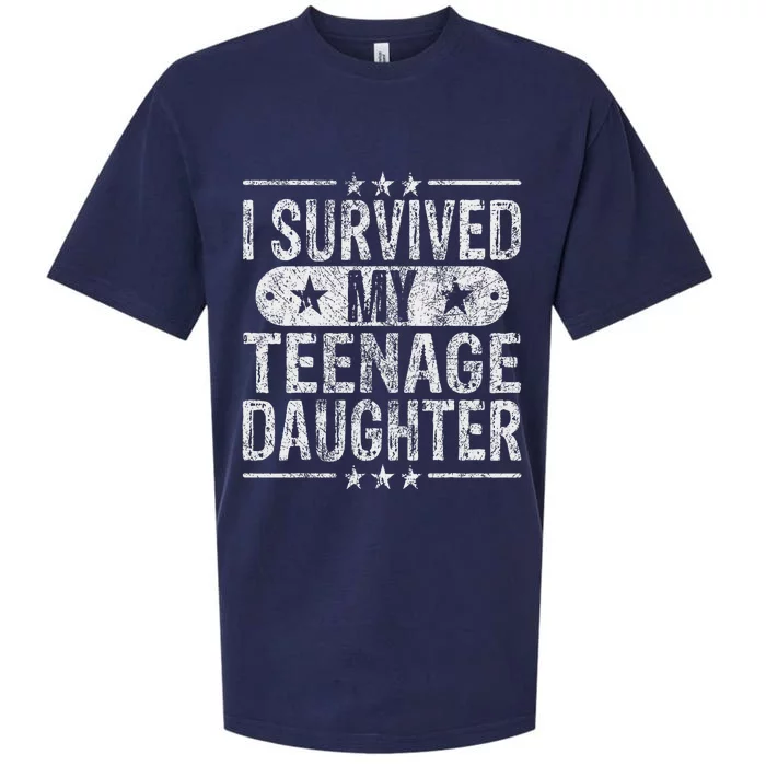 I Survived My Teenage Daughter Teenager Funny Dad Mom Sueded Cloud Jersey T-Shirt