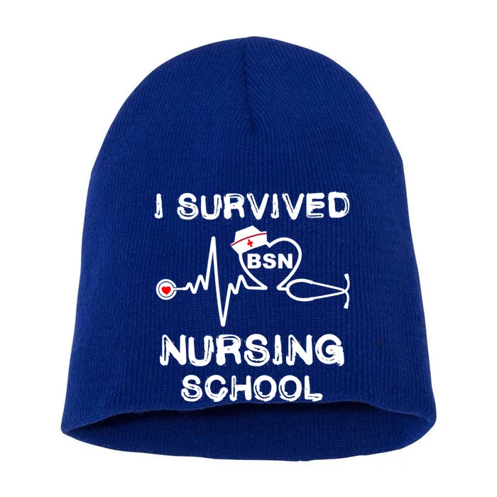 I Survived Nursing School Bsn Stethoscope Nurse Graduation Gift Short Acrylic Beanie