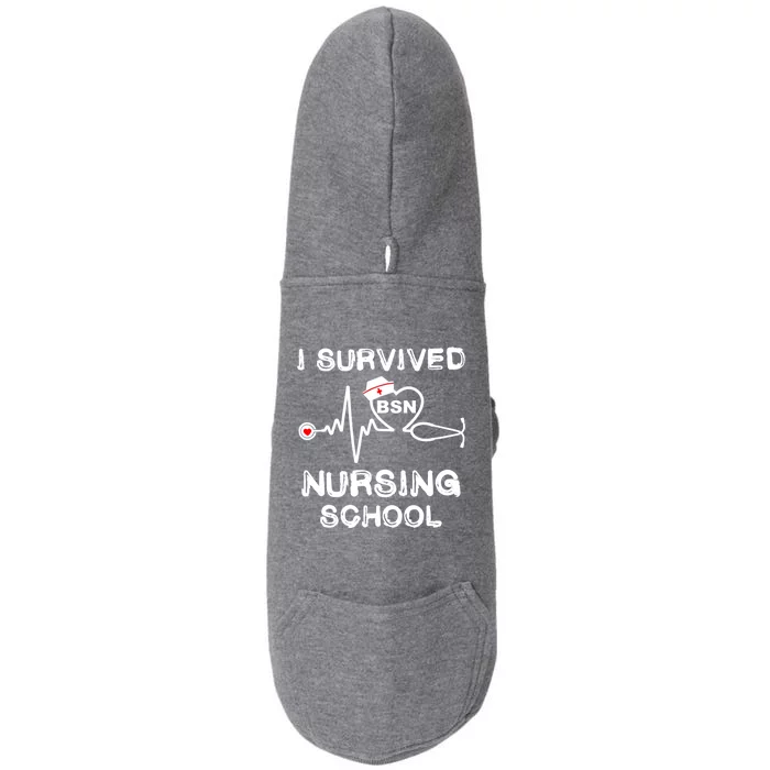 I Survived Nursing School Bsn Stethoscope Nurse Graduation Gift Doggie 3-End Fleece Hoodie