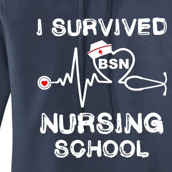 I Survived Nursing School Bsn Stethoscope Nurse Graduation Gift Women's Pullover Hoodie