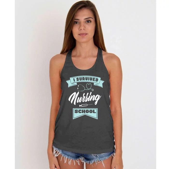 I Survived Nursing School Nursing Medical Nurse Gift Women's Knotted Racerback Tank