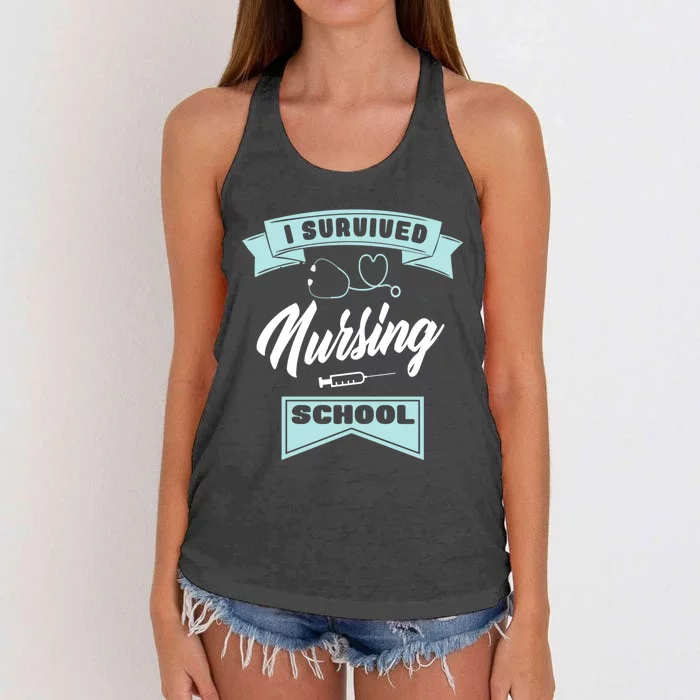 I Survived Nursing School Nursing Medical Nurse Gift Women's Knotted Racerback Tank