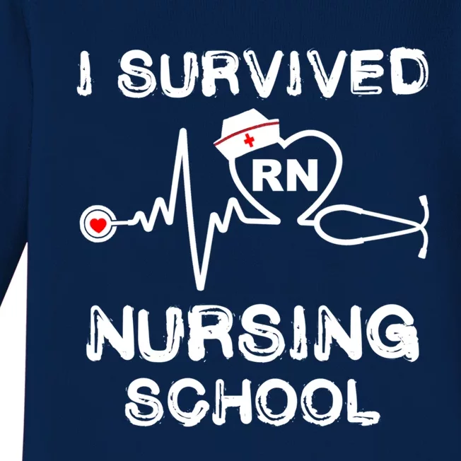 I Survived Nursing School Rn Stethoscope Nurse Graduation Gift Baby Long Sleeve Bodysuit