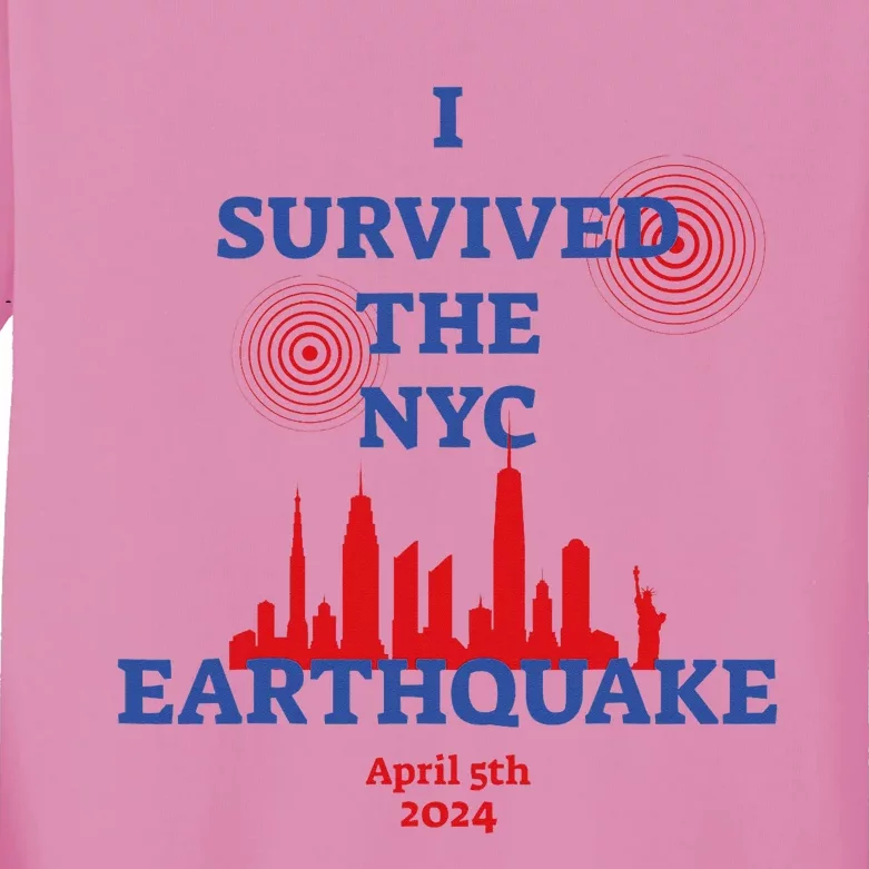 I Survived Nyc Earthquake 2024 Kids Long Sleeve Shirt