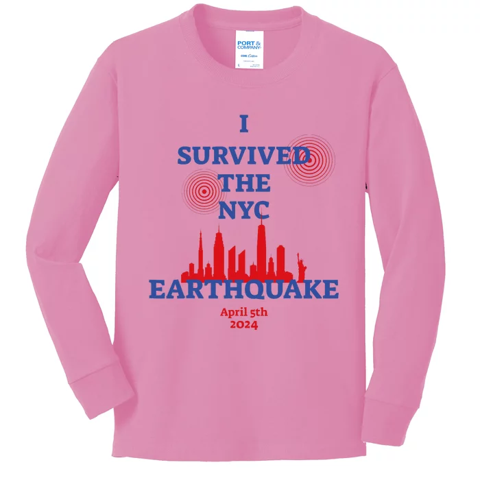 I Survived Nyc Earthquake 2024 Kids Long Sleeve Shirt