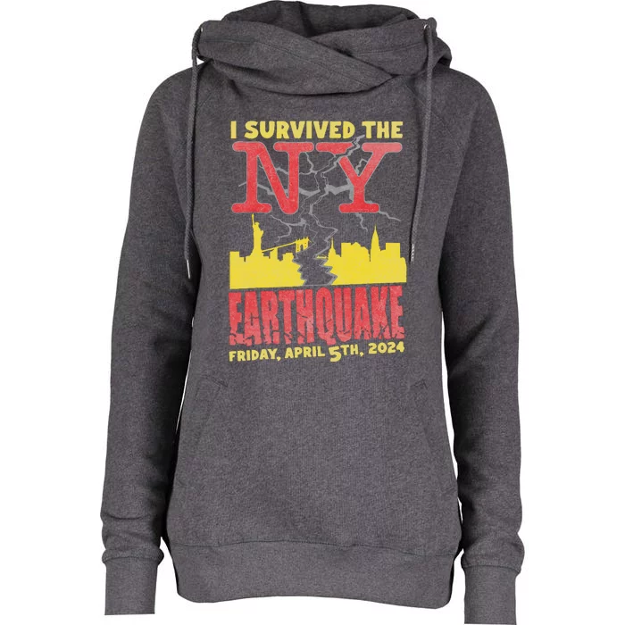 I Survived Nyc Earthquake 2024 Womens Funnel Neck Pullover Hood