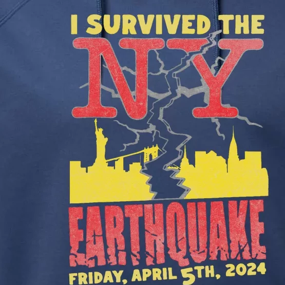 I Survived Nyc Earthquake 2024 Performance Fleece Hoodie