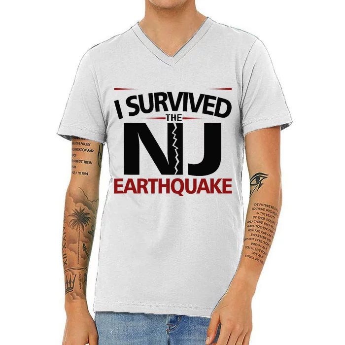 I Survived Nj Earthquake 2024 V-Neck T-Shirt