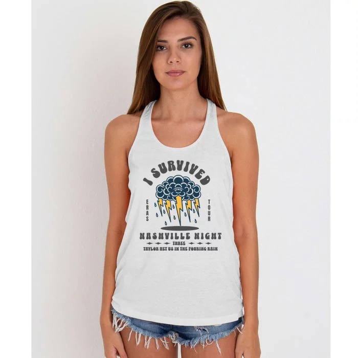 I Survived Nashville Night Three Eras Tour Nashville Night Women's Knotted Racerback Tank