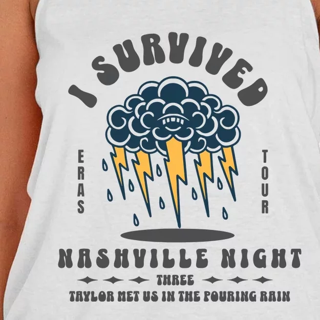 I Survived Nashville Night Three Eras Tour Nashville Night Women's Knotted Racerback Tank