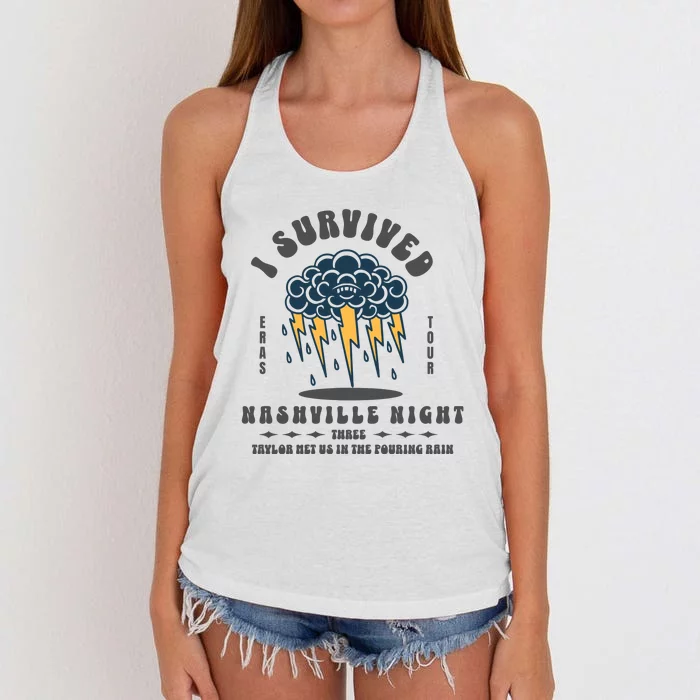 I Survived Nashville Night Three Eras Tour Nashville Night Women's Knotted Racerback Tank