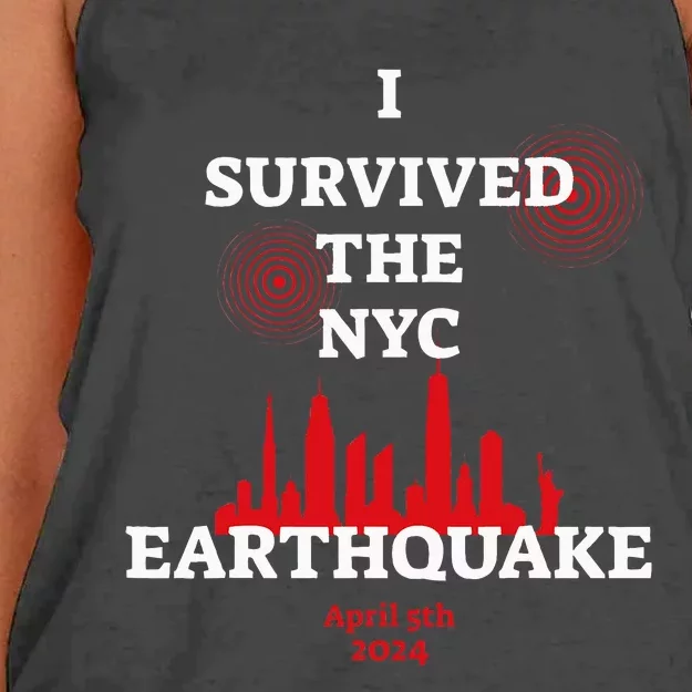 I Survived Nyc Earthquake 2024 Women's Knotted Racerback Tank