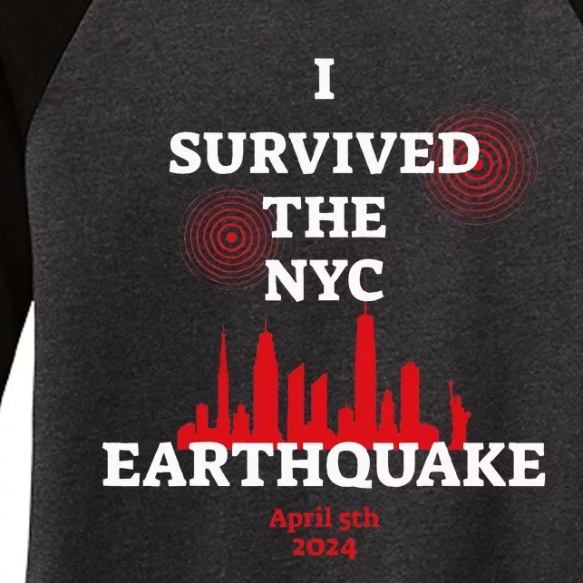 I Survived Nyc Earthquake 2024 Women's Tri-Blend 3/4-Sleeve Raglan Shirt