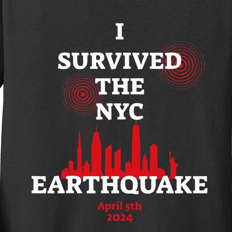 I Survived Nyc Earthquake 2024 Kids Long Sleeve Shirt