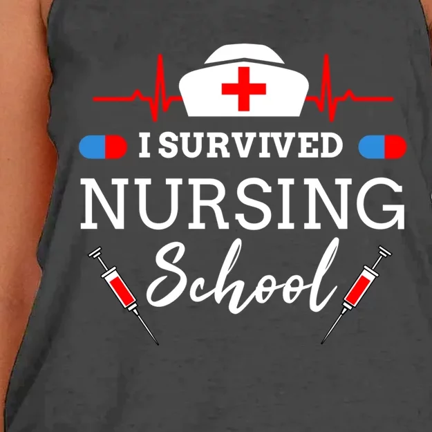 I Survived Nursing School Gift Women's Knotted Racerback Tank