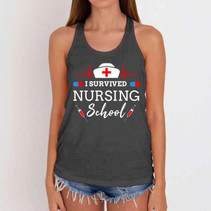 I Survived Nursing School Gift Women's Knotted Racerback Tank