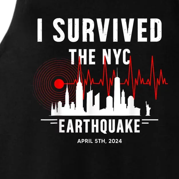 I Survived Nyc Earthquake 2024 Ladies Tri-Blend Wicking Tank