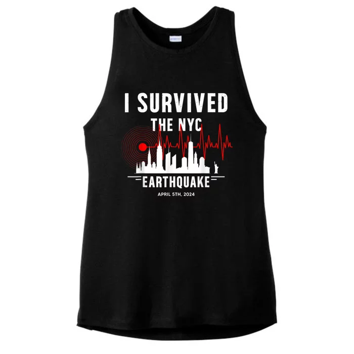 I Survived Nyc Earthquake 2024 Ladies Tri-Blend Wicking Tank