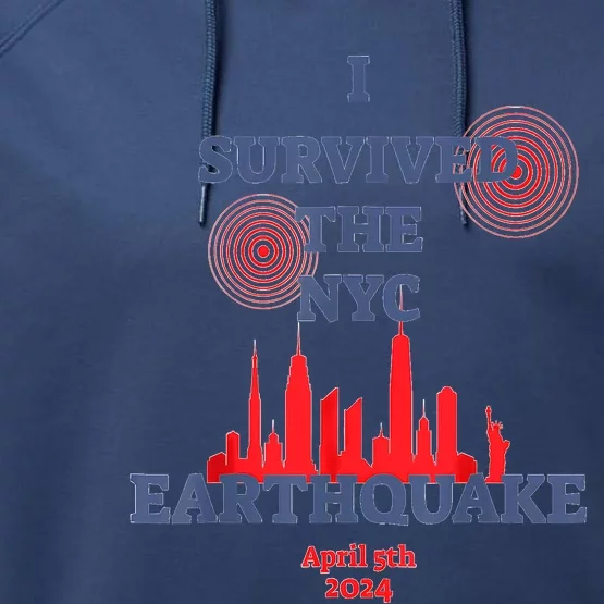 I Survived Nyc Earthquake 2024 Performance Fleece Hoodie