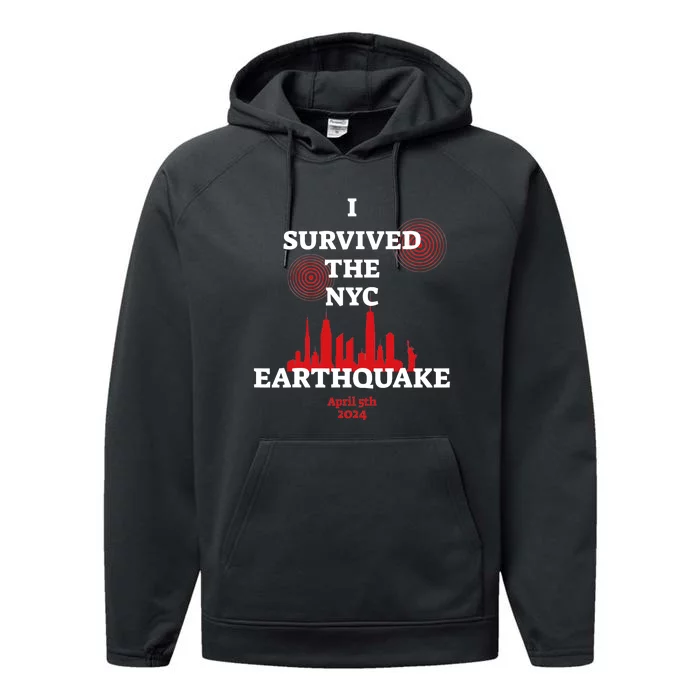 I Survived Nyc Earthquake 2024 Performance Fleece Hoodie