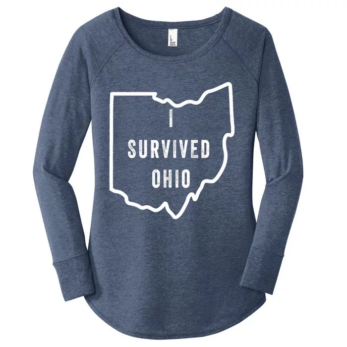 I Survived Ohio Meme Retro Shirt Funny I Survived Ohio Women's Perfect Tri Tunic Long Sleeve Shirt