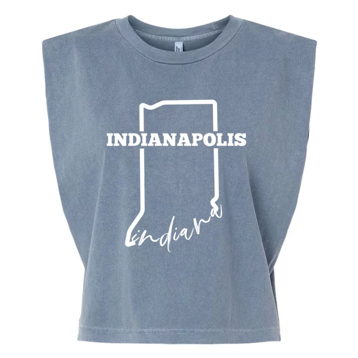 Indianapolis State Of Indiana / Minimalistic Indianapolis Gift Garment-Dyed Women's Muscle Tee