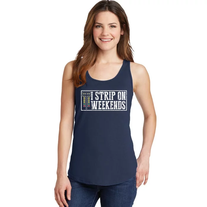 I Strip On Weekends Funny Drag Racing Lover Car Race Ladies Essential Tank