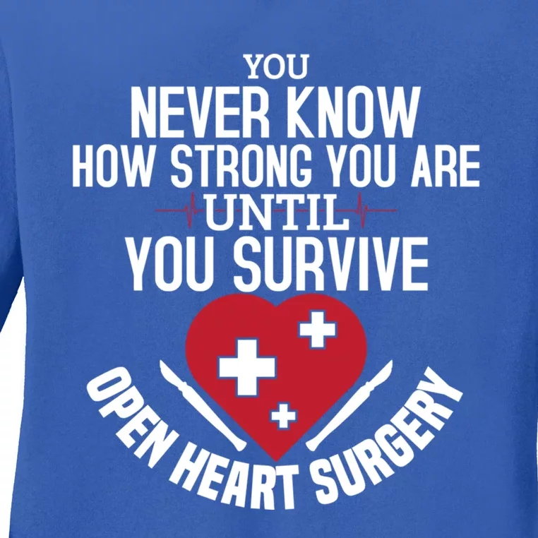 I Survived Open Heart Surgery Funny Gift Recovery Gift Ladies Long Sleeve Shirt