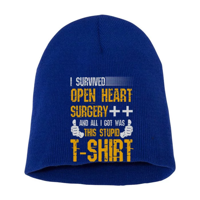 I Survived Open Heart Surgery Gift Short Acrylic Beanie