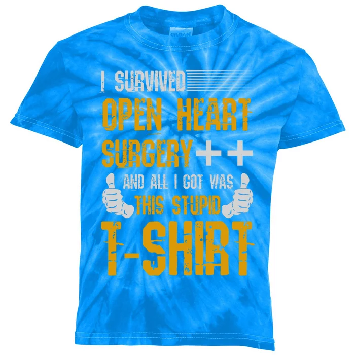 I Survived Open Heart Surgery Gift Kids Tie-Dye T-Shirt