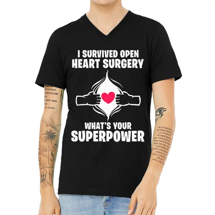 I Survived Open Heart Surgery Bypass Operation Recovery V-Neck T-Shirt