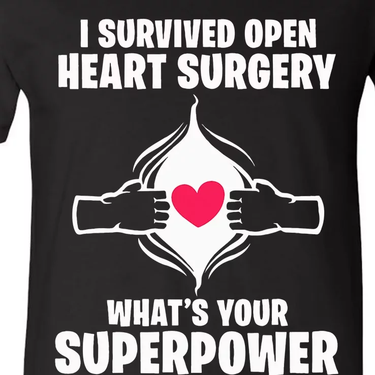 I Survived Open Heart Surgery Bypass Operation Recovery V-Neck T-Shirt