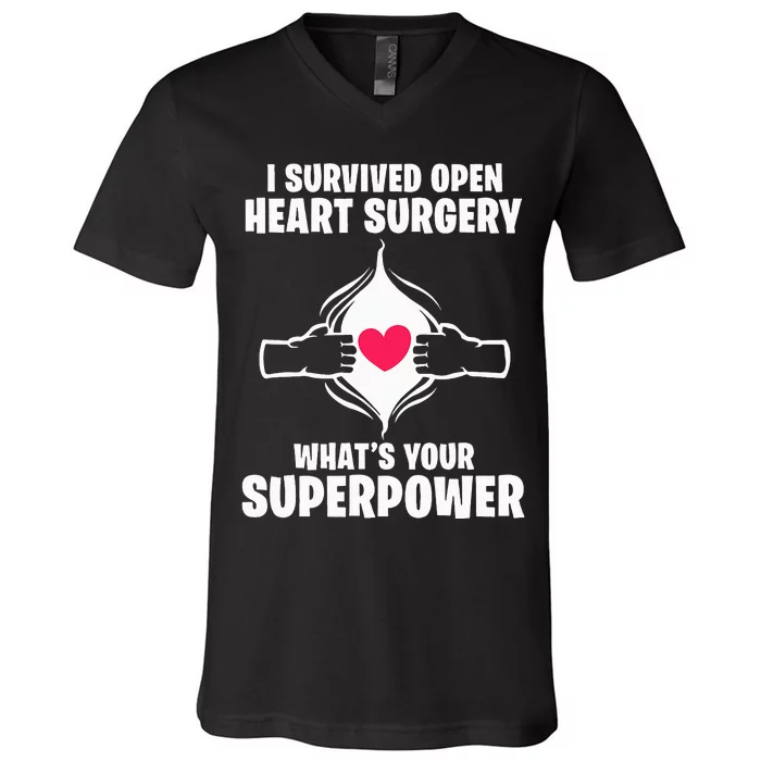 I Survived Open Heart Surgery Bypass Operation Recovery V-Neck T-Shirt