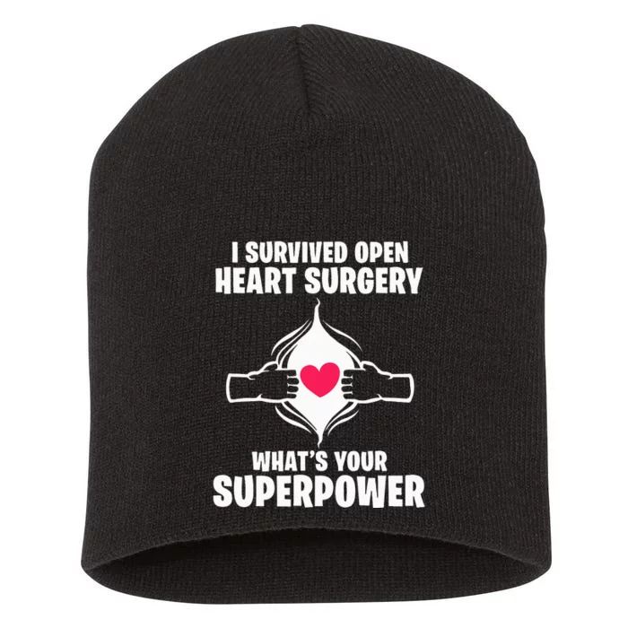 I Survived Open Heart Surgery Bypass Operation Recovery Short Acrylic Beanie