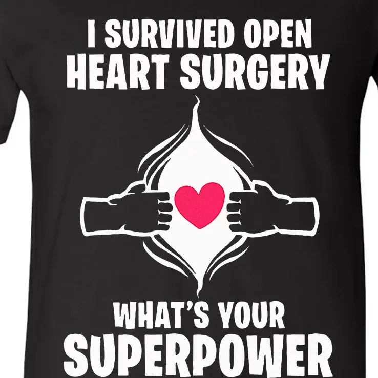 I Survived Open Heart Surgery Bypass Operation Recovery V-Neck T-Shirt