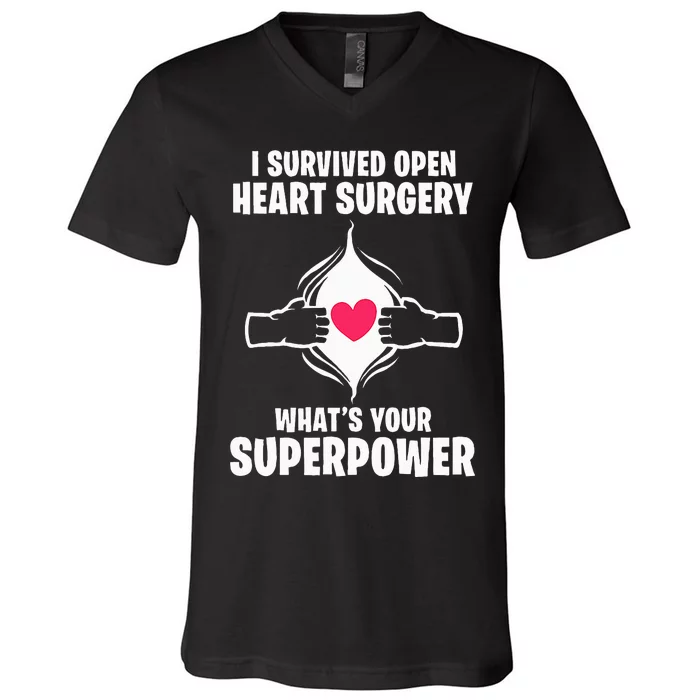 I Survived Open Heart Surgery Bypass Operation Recovery V-Neck T-Shirt