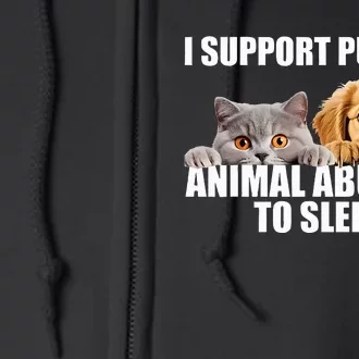 I Support Putting Animal Abusers To Sleep. Dog And Cat Lover Full Zip Hoodie