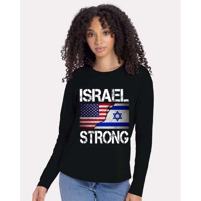 Israel Strong Pray For Israel Us Israel Flag Womens Cotton Relaxed Long Sleeve T-Shirt