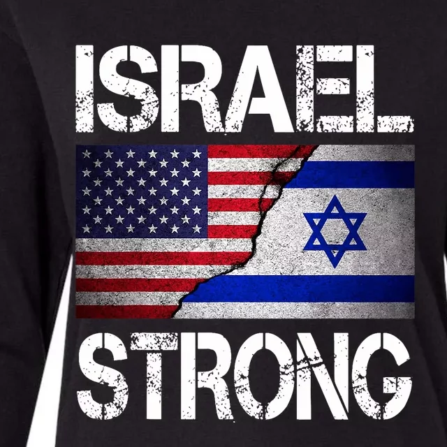 Israel Strong Pray For Israel Us Israel Flag Womens Cotton Relaxed Long Sleeve T-Shirt