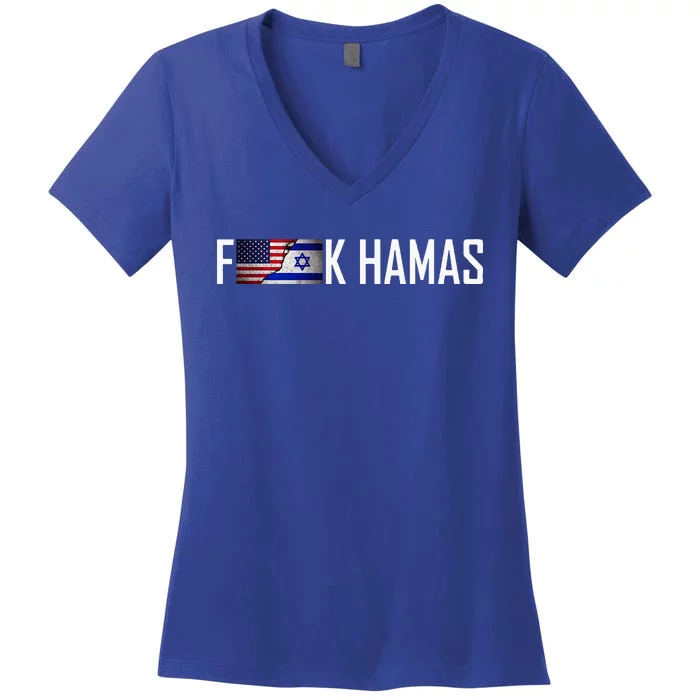 Israel Strong Pray For Israel US Israel Flag Women's V-Neck T-Shirt