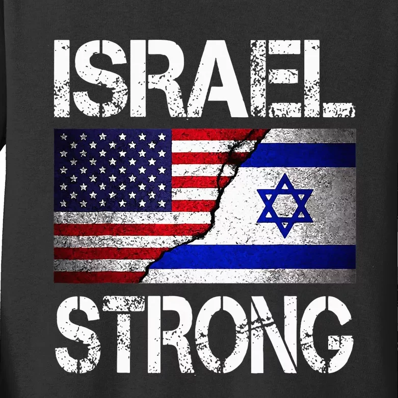 Israel Strong Pray For Israel US Israel Flag Kids Long Sleeve Shirt