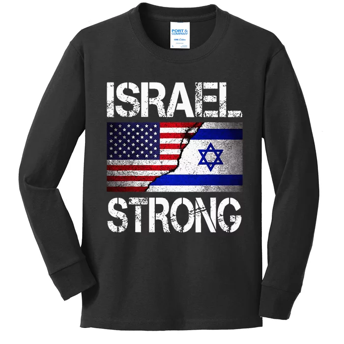 Israel Strong Pray For Israel US Israel Flag Kids Long Sleeve Shirt