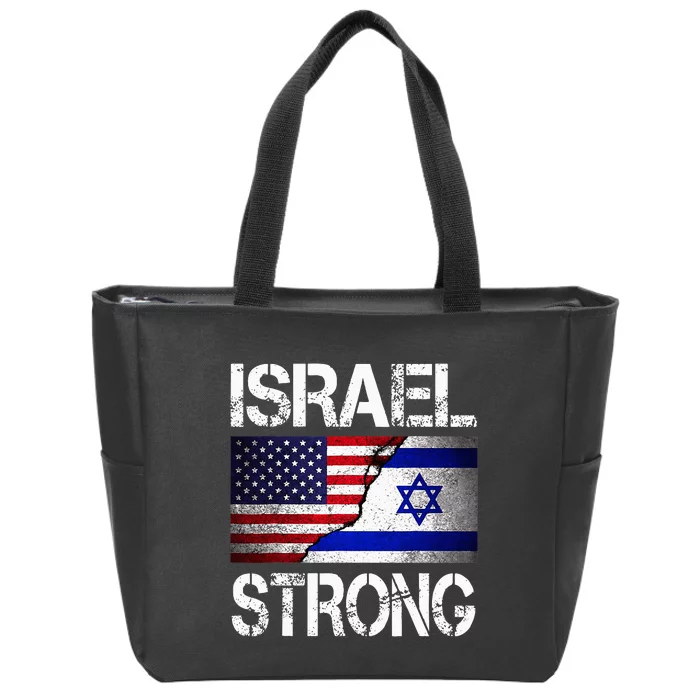 Israel Strong Pray For Israel US Israel Flag Zip Tote Bag