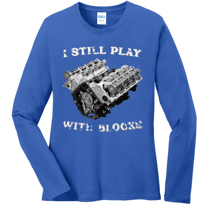 I Still Play With Blocks Racing Maintenance Vintage Ladies Long Sleeve Shirt