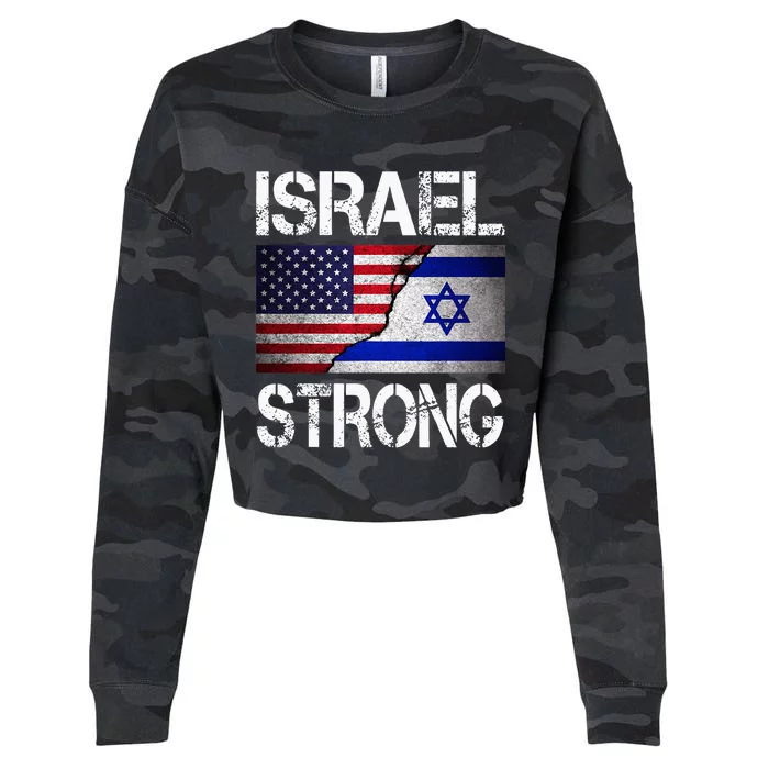 Israel Strong Pray For Israel US Israel Flag Cropped Pullover Crew