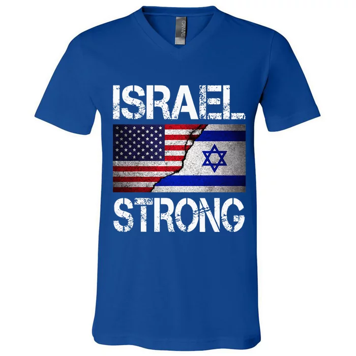 Israel Strong Pray For Israel US Israel Flag V-Neck T-Shirt