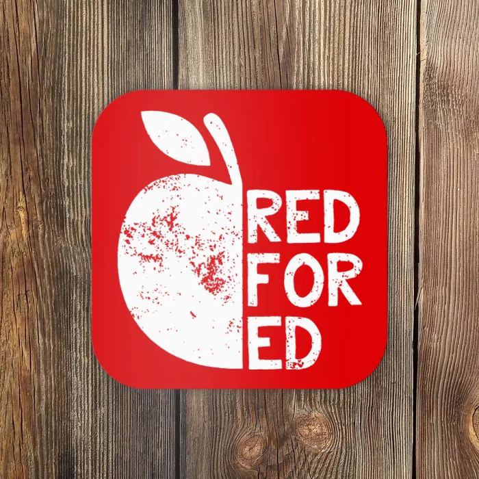 I Support Public Education Red For Ed Teacher Gift Coaster